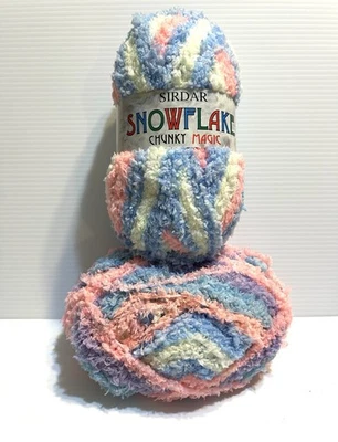 2 SIRDAR SNOWFLAKE Yarns  Blue /Pink/White Yarn Ultra Light Fashion Chunky - Image 1 of 4