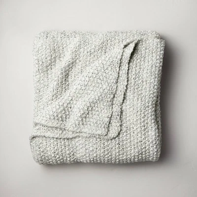 King Chunky Knit Bed Blanket Marled Gray - Casaluna