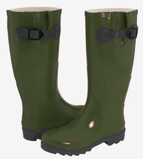 New RASOLLI Women Green Pull On Flat Knee High Rubber Low Heel Rain Boot Sz 6 M - Image 1 of 1