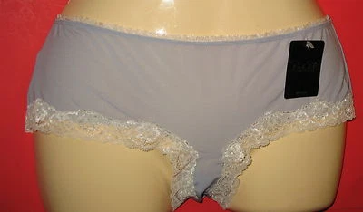 RENE' ROFE' - NEW- GRAY WITH IVORY LACE TRIM 5" SIDES- NYLON STRETCH PANTY - 7 L - Image 1 of 2