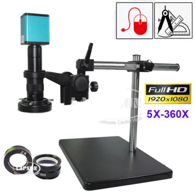 LAPSUN 5-360X HDMI Industry C-Mount Microscope Set Camera Sony IMX290 185 Measure Ruler