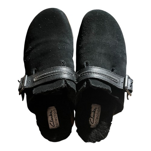 Zoccoli donna Clarks Brynn Slide taglia US 7 1 2 neri scamosciati cinturino fibbia