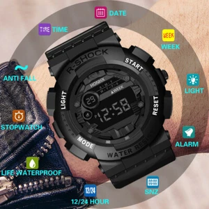 Waterproof Luxury Mens Digital LED Watch Date Sport Men Outdoor Electronic Watch - Picture 1 of 18