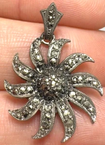 Vintage Jewelry Necklace Pendant Charm STERLING SILVER Starburst Gems 27 - Picture 1 of 2