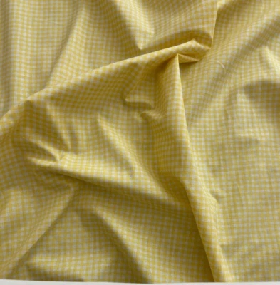 Yellow 1/8" Check Gingham Print 100% Cotton Fabric- 7/8 YARD PIECE - Image 1 of 4