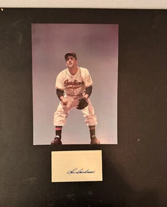 Tarjeta indexada firmada autografiada por Lou Boudreau con imagen a color de 8 1/2 x 12 HOF - Imagen 1 de 1