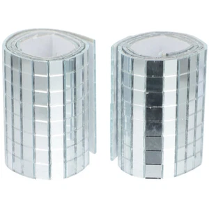 2 Rolls Peel Stick Mirror Tiles Mirror Mosaic Tiles Mirror Edging Glass Tiles - Picture 1 of 12