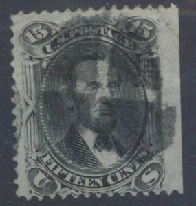 USA Stamps 1867 15c black Lincoln Type F Grill (9x13mm) SG73 Scott 98 CV £200 - Picture 1 of 4