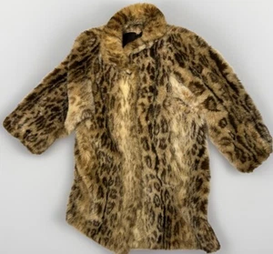 Vintage KUNSTFELLMANTEL ohne Marke Animal Print Leopard Damen Größe XL - Bild 1 von 15