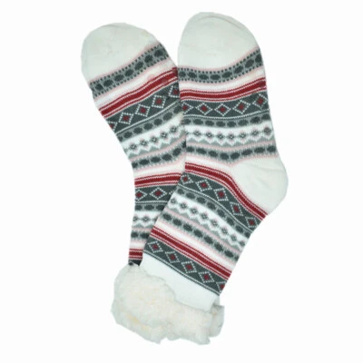 Womens Cozy Fuzzy Sherpa Fleece-lined Thermal Non-Skid Thick House Slipper Socks - Image 1 of 4