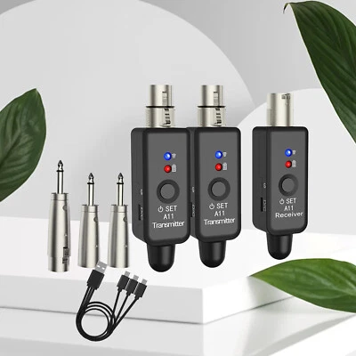 Wireless Microphone System XLR Transmitter Receiver Rechargeable Speaker Adapter - Image 1 of 4