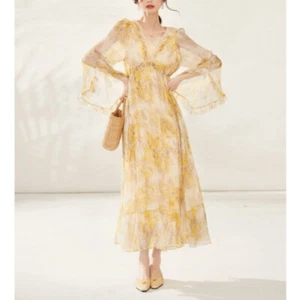 2025 Spring Runway Silk Dress Temperament Mulberry Silk Fairy Holiday Long Dress - Picture 1 of 18