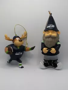 Seattle Seahawks Ornaments Santa and Moose Football 12th Man - Picture 1 of 5