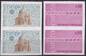 France 1971 Yvert 1676/77 Imperforate pair Europa CEPT Architecture MNH VF - Picture 1 of 2