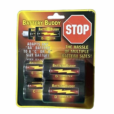 Battery Buddy Adapter Converter 4 Pieces 2 AA to C + 2 C to D Battery - Image 1 of 2