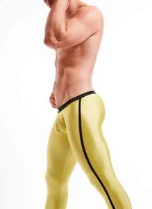 N2N Bodywear Men chartrusse green Dolphin tights runner activewear size M L XL - Picture 1 of 3