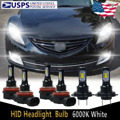 For Mazda 6 2009-2010 6X Front LED Headlight High Low Beam + Fog Light Bulbs HKB - Image 1 of 4