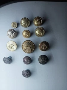 13 x Royal Marines WW2 Various Military Brass Buttons. Commando's. British Navy - Picture 1 of 3