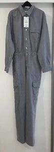 ZARA MONO VAQUERO SUAVE EFECTO DESCOLORIDO GRIS PASTEL CUELLO TRF TALLA L NUEVO CON ETIQUETAS - Imagen 1 de 16
