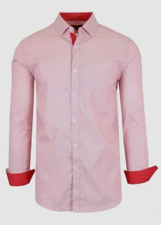 $59 Galaxy By Harvic Men's Slim-Fit Pink Button Down Solid Dress Shirt Size M - Image 1 of 1
