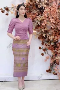 LAOS/THAI TRADITIONAL SILK BLOUSE SHIRTS - THAI TRADITIONAL CLOTHING AND DRESS - Picture 1 of 20