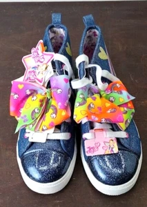 JoJo Siwa Girl's Rainbow Bow High-Top Sneakers Denim Size 4 - Picture 1 of 12