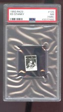 1950 R423 #15 Ed Stanky PSA 7 (MK) Graded Baseball Card MLB Game Strip Orange Bk
