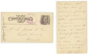 c1880 Peru Vermont violet cancel on pc - J J Hapgood & Co - Picture 1 of 1
