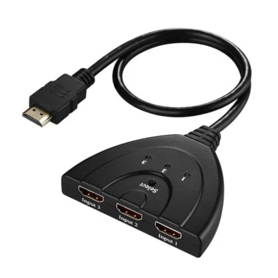 4K 1080P 3x1 HDMI Switcher Cable Adapter 3 In 1 Out Switch PC To TV Monitor - Image 1 of 4