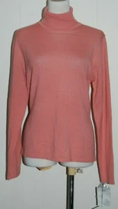 NWT Charter Club 100% Extrafine Merino Wool Pink Turtleneck LS Sweater Medium - Picture 1 of 3