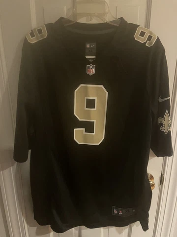 Nike NFL New Orleans Saints Drew Brees On-Field Jersey Sewn Black Mens Size XL Cover