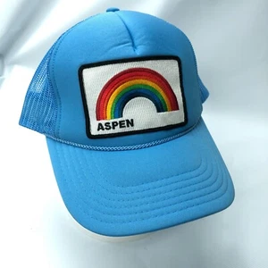 Aviator Nation Hat Aspen Trucker Cap Rainbow Patch Blue Mesh Snapback - Picture 1 of 9