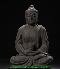 10" Old Chinese Wood lacquerware Shakyamuni Shakyamuni Amitabha Buddha Statue