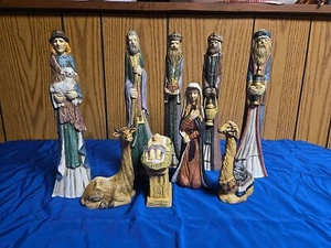 Pencil Slim Tall Nativity Figurines 8 Piece Set Mary Joseph Baby Jesus 11" - Picture 1 of 18