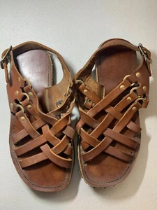 vintage 1970's Leather Tire Treads Strap Jesus Hippie Sandals size 6.5 NICE!!!! - Picture 1 of 6
