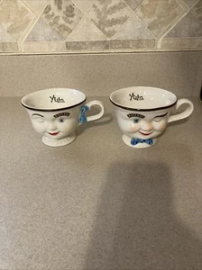 Vintage Baileys Irish Cream Winking Face Yum Coffee Cup Mug Set of 2 - Picture 1 of 6
