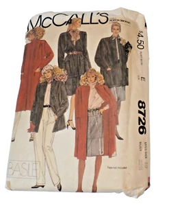 Vintage Sewing Pattern McCall's 8726 Coat Jacket Skirt Pants Size Miss 10 Cut - Picture 1 of 3
