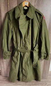 VTG US Army Military Vietnam Sage Green Long Overcoat w/ Liner Mens Small Short  - Picture 1 of 12
