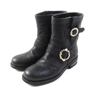 Jimmy Choo Women's Round Toe Leather Ankle Boots in Black size 35 - Picture 1 of 13