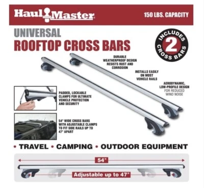 Universal Car Top Roof Rack Cross Bars 54” Luggage Carrier Aluminum Adjustable Foto 1 de 4