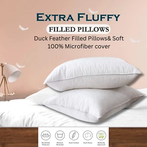 Soft Hotel Quality 100% Duck FEATHER & DOWN PILLOWS Extra Filled Pillow Pairs - Picture 1 of 6