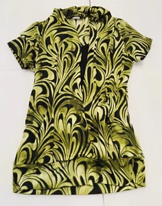Perception Concept Women Green Black Top Blouse Shirt Sz Small Short Sleeve - Picture 1 of 7