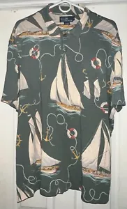 Vintage Polo Ralph Lauren Mens Nautical Polo Size XXL Green Sailboats Mac Miller - Picture 1 of 5