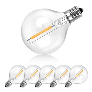 6Pack E12 LED Bulbs String Lights Replacement G40 1W 10W Globe Bulb Warm White - Picture 1 of 11