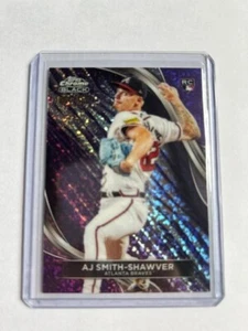 2024 Topps Chrome Black AJ Smith-Shawver #16 Purple Mini Diamond Refractor /150 - Picture 1 of 2