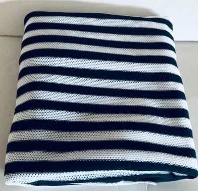 Vintage Woven Knit Fabric: 58" x 1 yard Black/White Stripe - Image 1 of 3