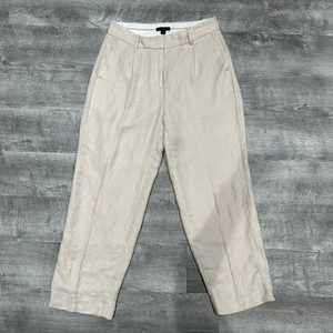 Pantalones de pierna recta mezcla de lino brillante J Crew 6R carrera playa costal dinero antiguo - Imagen 1 de 19