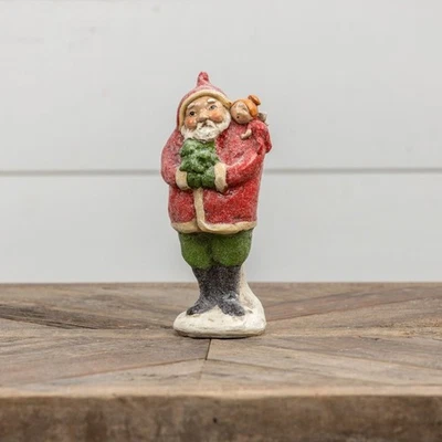 RAGON HOUSE Primitive Whimsical Red & Green Santa Claus Figure with Angel 8."
