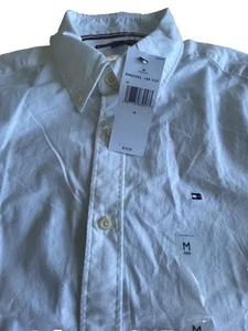 Tommy Hilfiger langärmliges einfarbiges weißes Hemd Größe Medium M reguläre Passform 74 $ - Bild 1 von 7