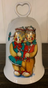 Bell with Christmas Gingerbread Couple Boy And Girl Red Turquoise - Picture 1 of 3